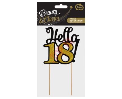 PF-DP18 DEKORACJA PAPIEROWA B&C 18, CZARNO-ZŁOTA Z BROKATEM, 10x19 cm - 2