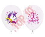 GZ-3JED BALONY 3 URODZINY, JEDNOROŻCE, 12" / 5SZT.