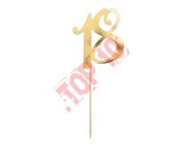 KPT62-18-019 Topper na tort ''18'', złoty, 20.5cm