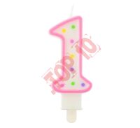 ŚWIECZKA CYFERKA Z KROPECZKAMI "1" PF-SCK1