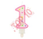 ŚWIECZKA CYFERKA Z KROPECZKAMI "1" PF-SCK1