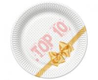 TD01_OG_034301 TALERZYKI PAPIEROWE ZŁOTA KOKARDA ELEGANCE, 18 cm, 8 szt.