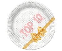 TD01_OG_034301 TALERZYKI PAPIEROWE ZŁOTA KOKARDA ELEGANCE, 18 cm, 8 szt.