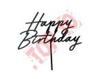 KPT79 Topper akrylowy na tort Happy Birthday, czarny, 16.5 cm