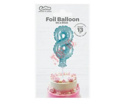 BC-5BL8 BALON FOLIOWY 13 cm,  ''CYFRA 8'', BŁĘKITNA  - 2