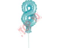 BC-5BL8 BALON FOLIOWY 13 cm,  ''CYFRA 8'', BŁĘKITNA 