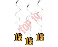 PF-DW18 DEKORACJA WISZĄCA B&C "18", CZARNO-ZŁOTA, 14 cm, 3 szt.