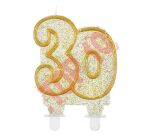 ŚWIECZKA CYFERKA " 30 " ZŁOTY KONTUR SF-CZ30
