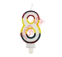 ŚWIECZKA CYFERKA Z BROKATEM "8" SW-CBR8