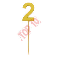 28-22 CYFERKA DREWNIANA NA TORT "2" ZŁOTA