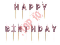 SCS-13-019R ŚWIECZKI PIKERY HAPPY BIRTHDAY RÓŻOWE ZŁOTO