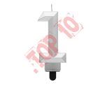 PF-SDS1 ŚWIECZKA CYFERKA "1" DIAMENT, METALIK SREBRNY 7.6 CM