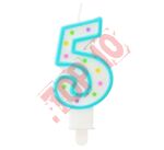 ŚWIECZKA CYFERKA Z KROPECZKAMI "5" PF-SCK5