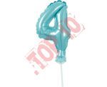 BC-5BL4 BALON FOLIOWY BŁĘKITNY "CYFRA 4" 13 CM NA PATYCZKU