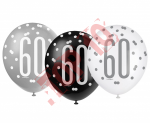 83388 BALON UQ GLITZ GROSZKI Z NADRUKIEM "60" MIX KOLORÓW 12" / 6 szt.