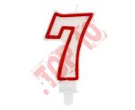 PF-SCC/7 ŚWIECZKA CYFERKA "7" CZERWONY KONTUR 7 CM