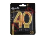 PF-SCZ40 ŚWIECZKA B&C CYFERKA "40", METALIK ZŁOTA, 8 CM