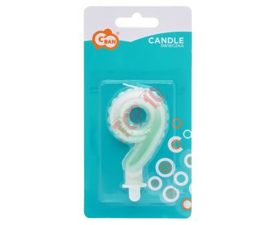 SF-PBZ9 ŚWIECZKA CYFERKA 9, OMBRE, PERŁOWA BIAŁO-ZIELONA - 2