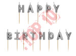 SCS-13-018 ŚWIECZKI PIKERY HAPPY BIRTHDAY SREBRNY