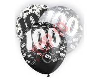 80926 BALON UQ GLITZ Z NADRUKIEM "100" CZARNY MIX 12" / 6 szt.