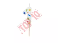 SCU11-1 Świeczka urodzinowa Cyfra ''1'', biała konfetti, 5.5cm