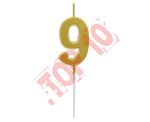 BH-SPZ9 ŚWIECZKA CYFERKA ''9'', METALICZNA ZŁOTA, PIKER B&C