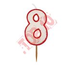 CYFERKA MINI Z BROKATEM CZERWONY KONTUR "8" SW-RSG8