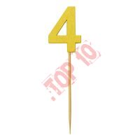 28-24 CYFERKA DREWNIANA NA TORT "4" ZŁOTA