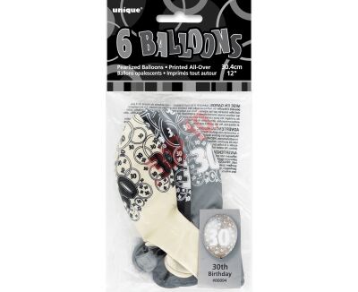 80894 BALONY UQ 12'' GLITZ Z NADR. 30 CZARNY, SZARY, BIAŁY MIX 6 SZT.  - 2