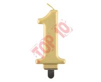 PF-SCZ1 ŚWIECZKA B&C CYFERKA"1", METALIK ZŁOTA, 8CM