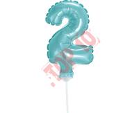 BC-5BL2 BALON FOLIOWY BŁĘKITNY "CYFRA 2" 13 CM NA PATYCZKU