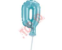 BC-5BL0 BALON FOLIOWY BŁĘKITNY "CYFRA 0" 13 CM NA PATYCZKU