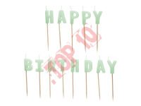 SCS-13-102 ŚWIECZKI URODZINOWE PIKERY HAPPY BIRTHDAY JASNY ZIELONY