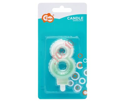 SF-PBZ8 ŚWIECZKA CYFERKA 8, OMBRE, PERŁOWA BIAŁO-ZIELONA - 2