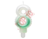 SF-PBZ8 ŚWIECZKA CYFERKA 8, OMBRE, PERŁOWA BIAŁO-ZIELONA