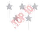 ŚWIECZKI URODZINOWE GWIAZDKI, SREBRNE, 3,5 cm  5 szt. SCS-7-018B