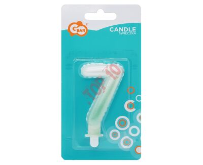 SF-PBZ7 ŚWIECZKA CYFERKA 7, OMBRE, PERŁOWA BIAŁO-ZIELONA - 2