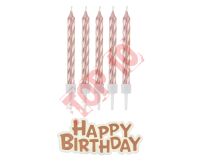 SF-SUHB ŚWIECZKI B&C HAPPY BIRTHDAY, RÓŻOWO-ZŁOTE, 16/16