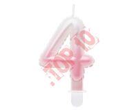 SF-PBR4 ŚWIECZKA CYFERKA 4, OMBRE, PERŁOWA BIAŁO-RÓŻOWA