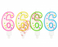 ŚWIECZKA CYFERKA Z KROPECZKAMI "6" PF-SCK6