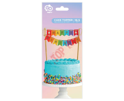 QT-DTHK DEKORACJA NA TORT HAPPY BIRTHDAY, KOLOROWE FLAGI - 3