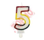 ŚWIECZKA CYFERKA Z BROKATEM "5" SW-CBR5