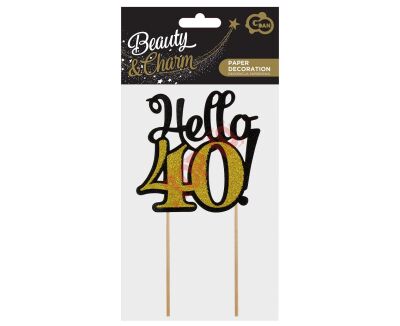 PF-DP40 DEKORACJA PAPIEROWA B&C 40, CZARNO-ZŁOTA Z BROKATEM, 10x19 cm - 2