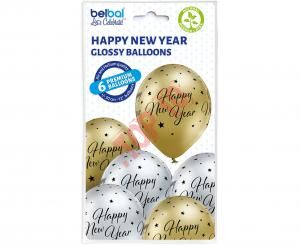  BRN_5000674 Balony D11 Glossy Happy New Year, 6 szt. - 2