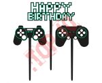 PF-TOGA Topper urodzinowy na tort Game On „Happy Birthday"