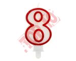 PF-SCC/8 ŚWIECZKA CYFERKA "8" CZERWONY KONTUR 7 CM