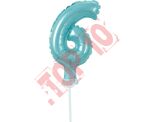 BC-5BL6 BALON FOLIOWY BŁĘKITNY "CYFRA 6" 13 CM NA PATYCZKU