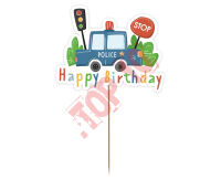 RV-DPTP DEKORACJA PAPIEROWA NA TORT POLICE 13x10.5cm