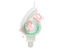 SF-PBZ6 ŚWIECZKA CYFERKA 6, OMBRE, PERŁOWA BIAŁO-ZIELONA