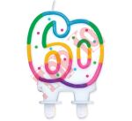 ŚWIECZKA CYFERKA Z KROPECZKAMI "60" 8 CM PF-SCK60